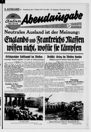 Berliner Volks-Zeitung vom 07.10.1939