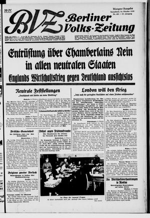 Berliner Volkszeitung vom 14.10.1939