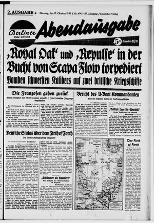 Berliner Volkszeitung vom 17.10.1939