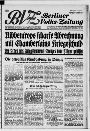 Berliner Volkszeitung vom 25.10.1939