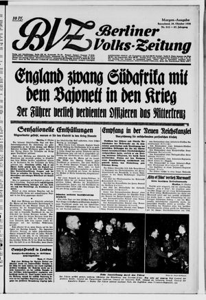 Berliner Volkszeitung vom 28.10.1939