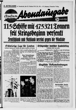 Berliner Volkszeitung vom 28.10.1939