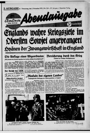 Berliner Volkszeitung vom 02.11.1939