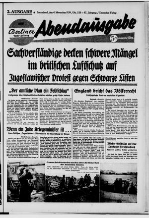 Berliner Volkszeitung vom 04.11.1939
