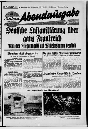 Berliner Volkszeitung vom 18.11.1939