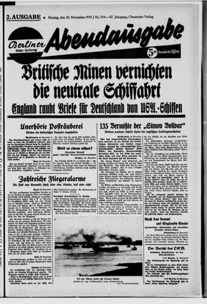 Berliner Volkszeitung vom 20.11.1939