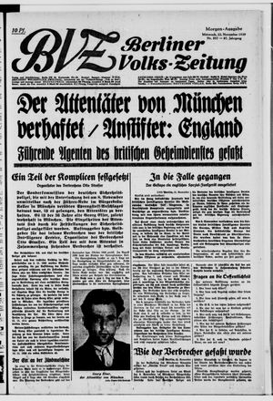 Berliner Volkszeitung vom 22.11.1939