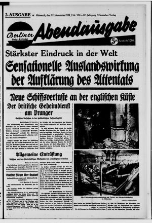 Berliner Volkszeitung vom 22.11.1939