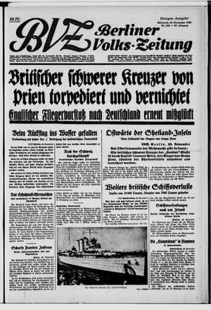 Berliner Volkszeitung vom 29.11.1939