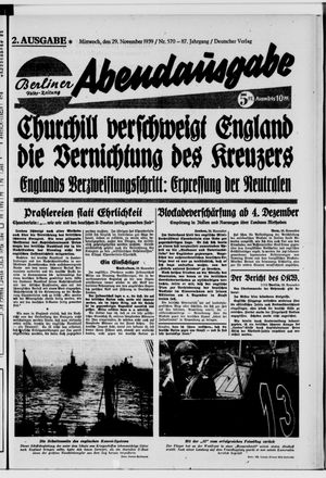 Berliner Volkszeitung vom 29.11.1939