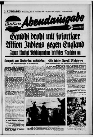 Berliner Volkszeitung vom 30.11.1939