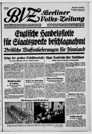 Berliner Volkszeitung vom 06.01.1940