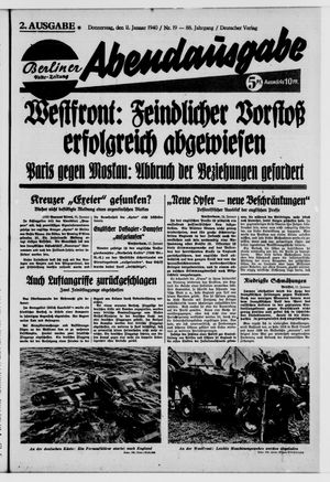 Berliner Volks-Zeitung vom 11.01.1940