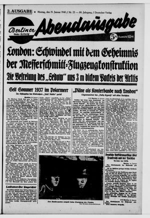 Berliner Volks-Zeitung vom 15.01.1940
