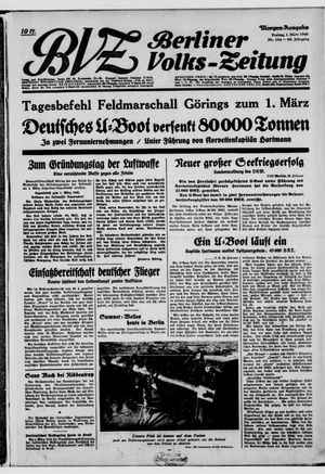 Berliner Volks-Zeitung vom 01.03.1940