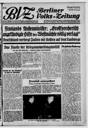 Berliner Volkszeitung vom 14.03.1940