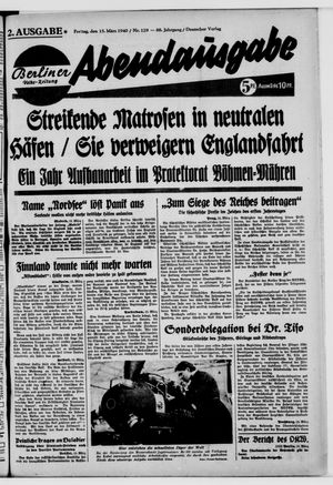 Berliner Volkszeitung vom 15.03.1940