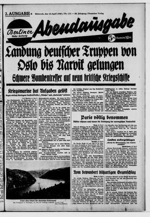 Berliner Volkszeitung vom 10.04.1940