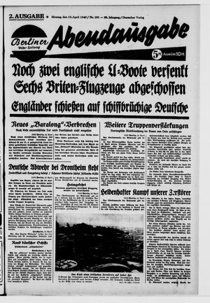 Berliner Volkszeitung vom 15.04.1940