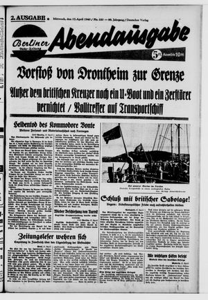 Berliner Volks-Zeitung vom 17.04.1940