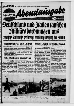 Berliner Volks-Zeitung vom 19.04.1940
