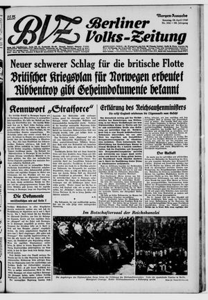 Berliner Volkszeitung vom 28.04.1940
