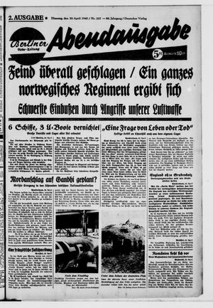 Berliner Volkszeitung vom 30.04.1940