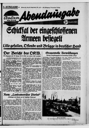 Berliner Volkszeitung vom 29.05.1940