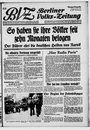Berliner Volkszeitung vom 28.06.1940