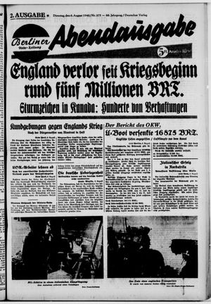 Berliner Volks-Zeitung vom 06.08.1940