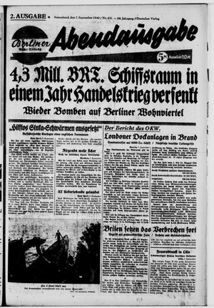 Berliner Volks-Zeitung vom 07.09.1940