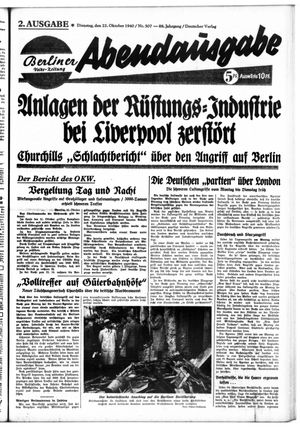Berliner Volkszeitung vom 22.10.1940