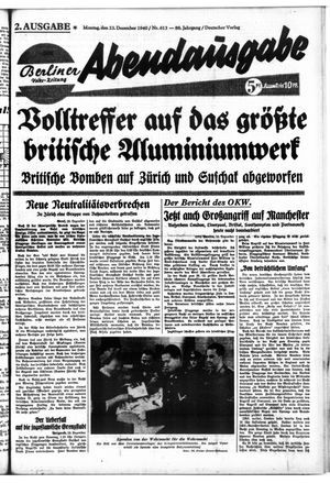 Berliner Volkszeitung vom 23.12.1940