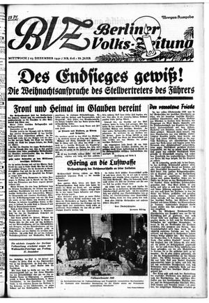 Berliner Volkszeitung vom 25.12.1940