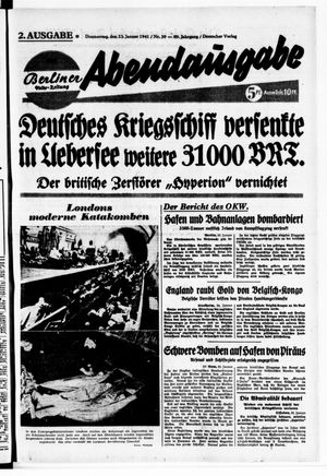 Berliner Volks-Zeitung vom 23.01.1941