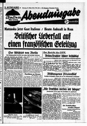 Berliner Volks-Zeitung vom 31.03.1941