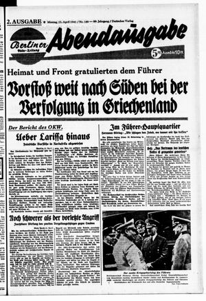 Berliner Volks-Zeitung vom 21.04.1941