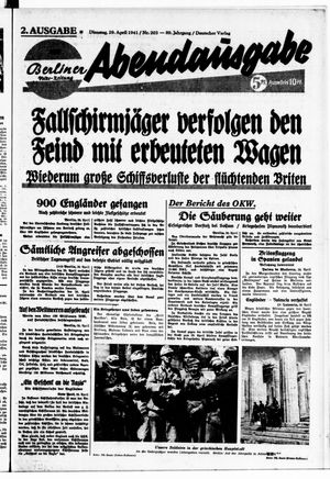 Berliner Volks-Zeitung vom 29.04.1941
