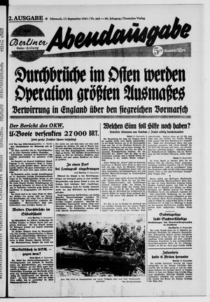 Berliner Volks-Zeitung vom 17.09.1941