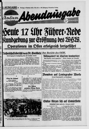 Berliner Volks-Zeitung vom 03.10.1941