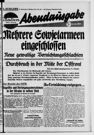 Berliner Volks-Zeitung vom 08.10.1941