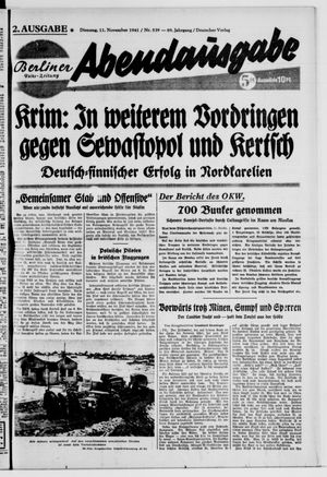 Berliner Volks-Zeitung vom 11.11.1941