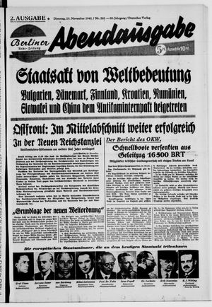 Berliner Volks-Zeitung vom 25.11.1941