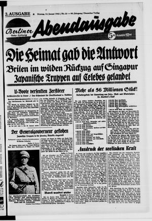 Berliner Volkszeitung vom 12.01.1942