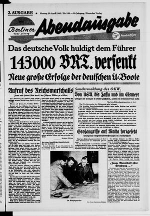 Berliner Volkszeitung vom 20.04.1942
