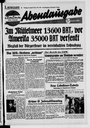 Berliner Volkszeitung vom 24.04.1942