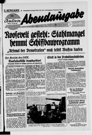 Berliner Volkszeitung vom 25.04.1942