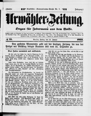 Volks-Zeitung vom 14.01.1853