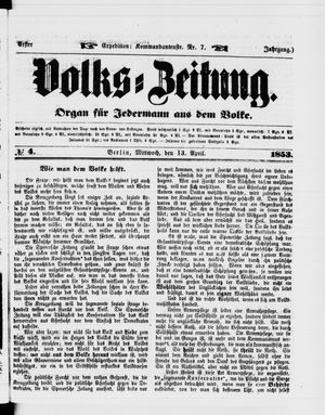 Volks-Zeitung vom 13.04.1853