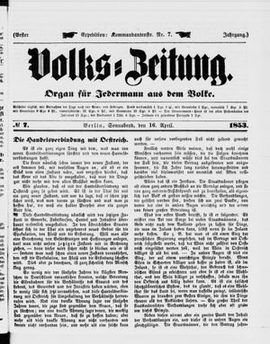 Volks-Zeitung vom 16.04.1853